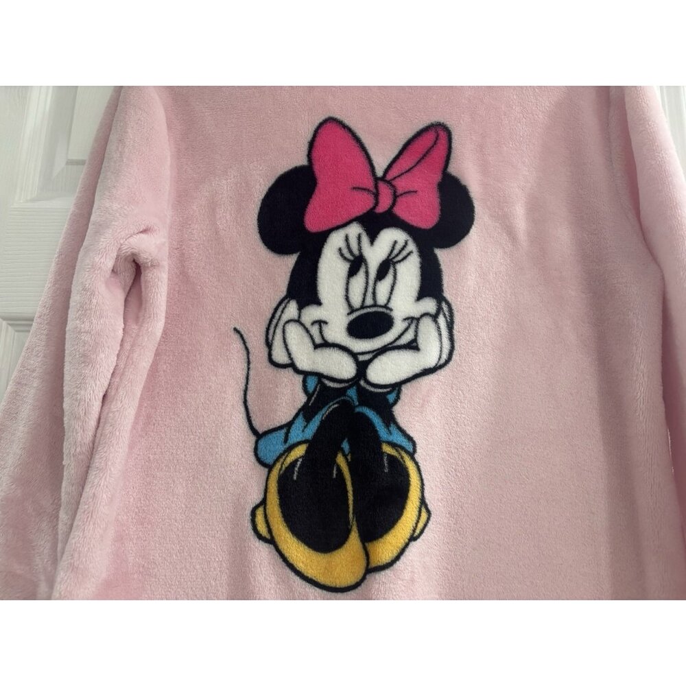 Disney Minnie Mouse Fuzzy Fleece Pink Pullover Sweater Sz XS Long Sleeve Soft - Picture 3 of 11